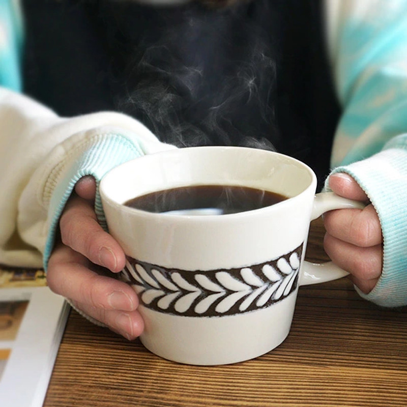 日本原装进口美浓烧陶瓷杯日式北欧风马克杯家用杯子咖啡杯迷迭香