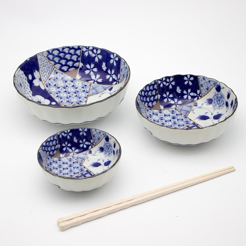 蓝三味日本进口蓝友禅陶瓷钵碗