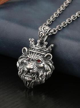 狮子男士学生藏银挂件吊坠项链
