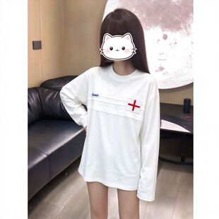秋季简约流行2026新款T恤女设计感中大童长袖潮流上衣ins秋天学生