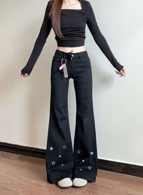 2026春秋新款星星牛仔裤子印花中大童微喇叭裤显腿细修身型ins女