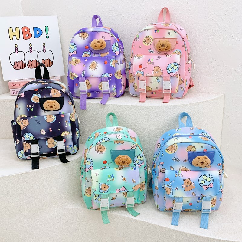 新款儿童包包可爱印花卡通书包卡皮巴拉小学生轻便时尚百搭双肩包