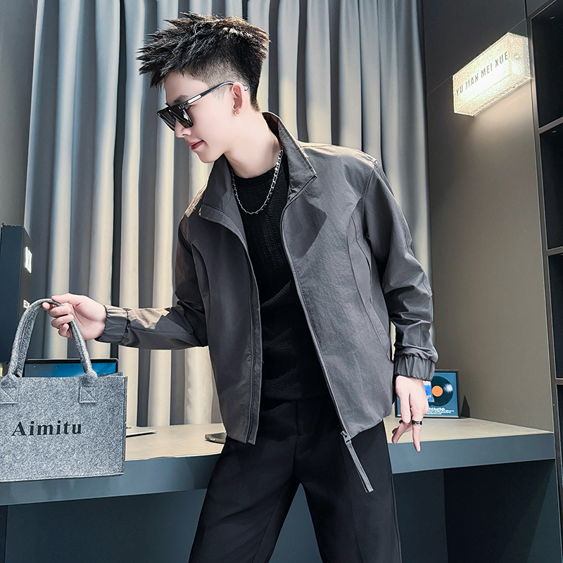 小码潮牌痞帅工装外套男XS码矮小个子男生立领短款上衣服流行爆款