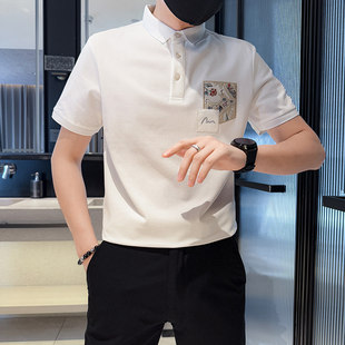 潮牌翻领Polo衫 半袖 短袖 155修身 男中国风T恤衣S号XS码 小个子夏季