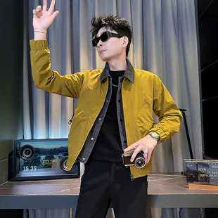 小个子男装S号XS小码假两件外套春秋潮牌社会小伙夹克男潮流上衣
