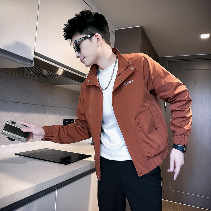 小码男装155瘦人矮个子XS号修身S款160刺绣夹克短款上衣立领外套