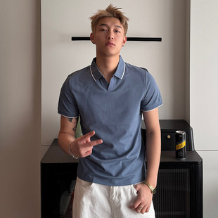 小个子小码夏季休闲商务翻领t恤男生S号XS码V领短袖POLO衫上衣服