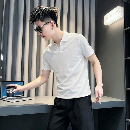 小码纯色翻领短袖T恤男夏季S号XS码修身V领polo衫小个子男生半袖
