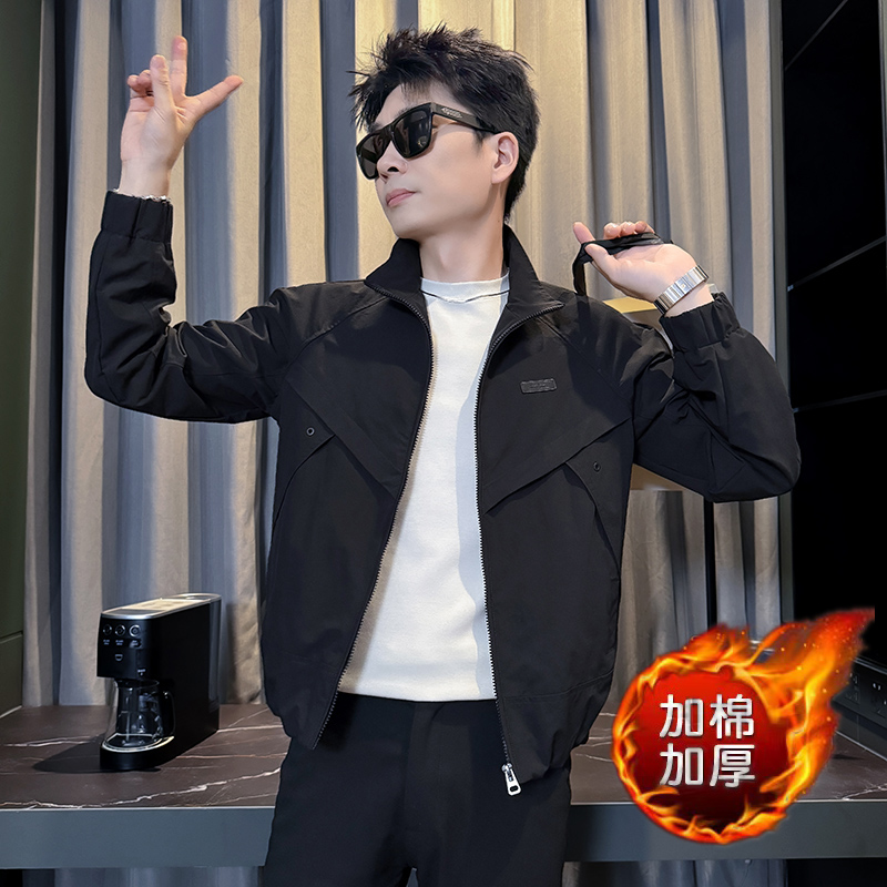 小码男装155瘦人矮个子XS号修身S款加棉保暖夹克短上衣立领外套