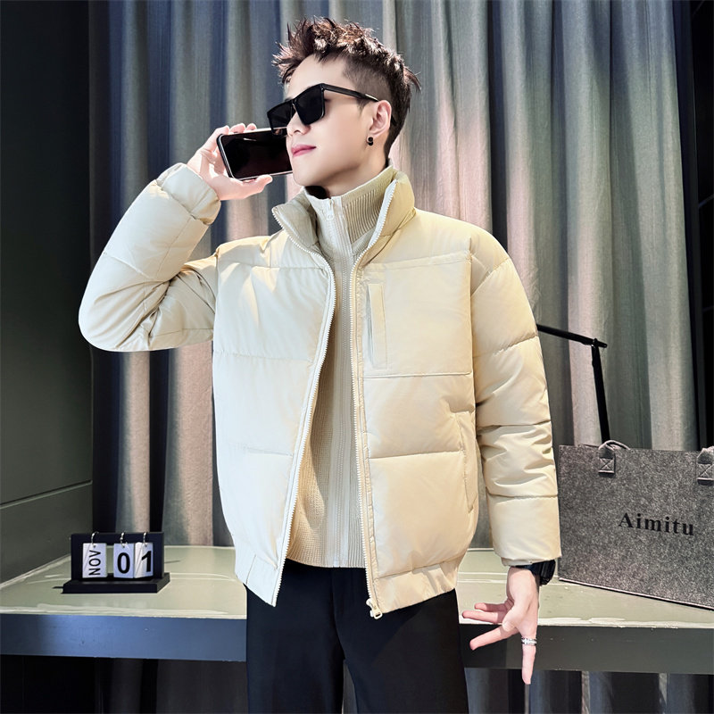 小码男装拼接立领棉袄S号XS码棉衣休闲加厚假两件棉服男冬季新款