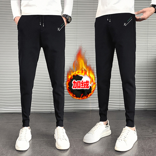 160秋冬小码男装加绒加厚休闲裤束脚S号26码27号长裤子社会小伙
