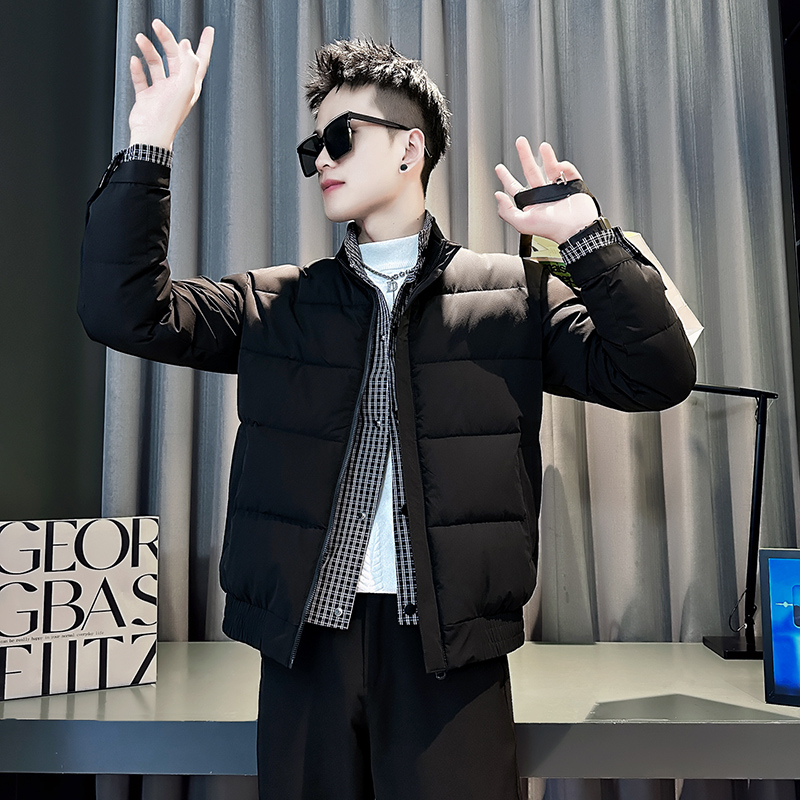 冬季小码棉衣男韩版修身XS号假两件棉服外套社会精神小伙棉袄155