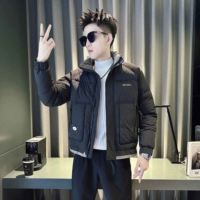 冬季小码男装立领棉服S号XS码修身棉衣加厚保暖外套155短撞色棉袄