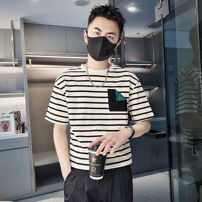 百搭格子小码宽松条纹休闲圆领