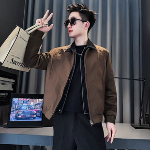 小个子S号XS码160号s春秋季假两件夹克男翻领潮牌韩版修身男外套