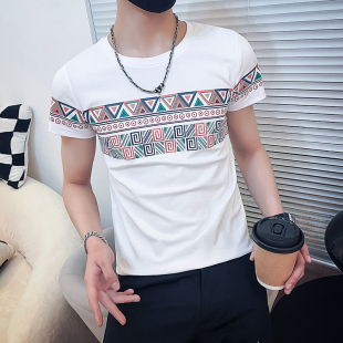 155矮个子男生XS加小码修身短袖T恤夏季上衣s号打底帅气印花体恤