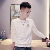 新款 T恤秋季 卫衣男圆领社会小伙刺绣上衣 长袖 矮小个S号XS小码