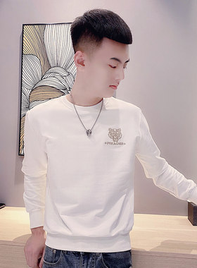 矮小个S号XS小码长袖T恤秋季新款卫衣男圆领社会小伙刺绣上衣
