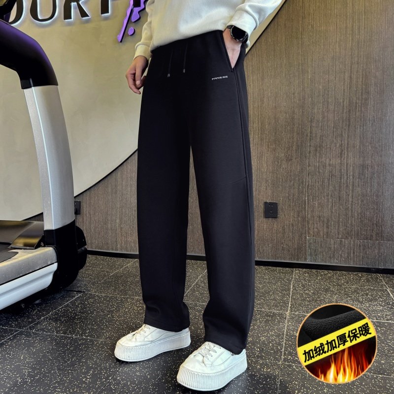 弯刀卫裤XS小码男装宽松直筒秋冬加绒加厚男裤青少年休闲长裤子