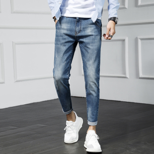 简约裤 155显腿长160穿搭矮小个子男装 春夏款 九分牛仔裤 子 27号小码