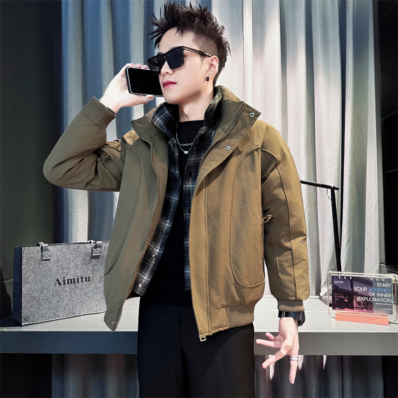 小码男装棉服外套矮小个子S号XS假两件拼接男装棉衣冬季加厚棉袄