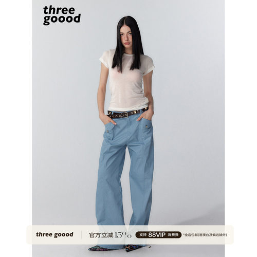 THREEGOOOD极简直筒多口袋裤