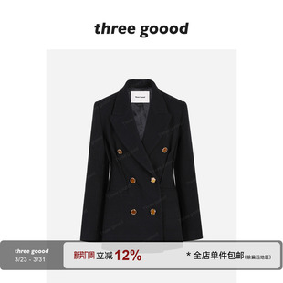 气质外套女休闲新款 THREE 毛呢西装 秋冬时尚 西服大衣 GOOOD殷三吉