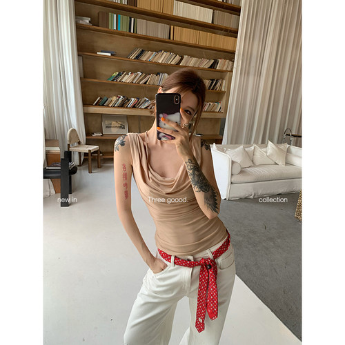 甜辣纯欲风荡领无袖背心挂脖