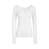 莱赛尔破洞感V领打底毛织打底衫 THREE GOOOD殷三吉 上衣