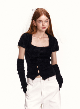 THREE GOOOD殷三吉D自然灵韵氛围感甜美风方领袖套针织 ZZ230060