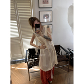 THREE GOOOD殷三吉 醋酸艺境结构露背飘带连衣裙艺术设计感女小众