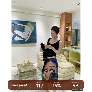 THREE GOOOD殷三吉 肩带绑带假两件针织背心吊带女夏新款修身显瘦