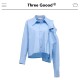 天空蓝设计感小众双头气质宽松衬衫 THREE GOOOD殷三吉D SC230015