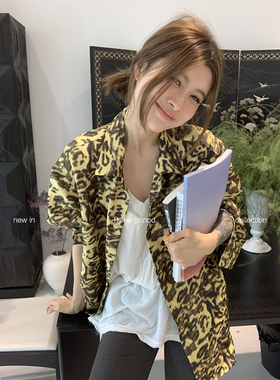 THREE GOOOD殷三吉 复古港味豹纹印花衬衫宽松百搭上衣Y725C06852