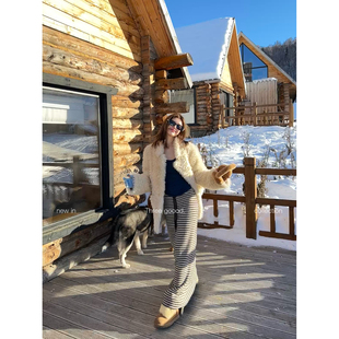 休闲立领翻领皮毛一体毛毛外套女秋冬短款 韩式 GOOOD殷三吉 THREE