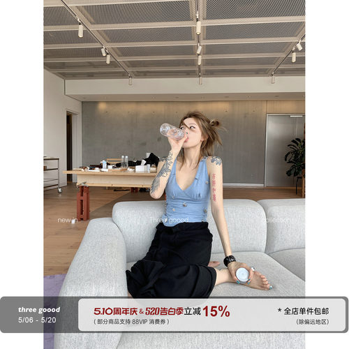 THREEGOOODV领显瘦针织背心