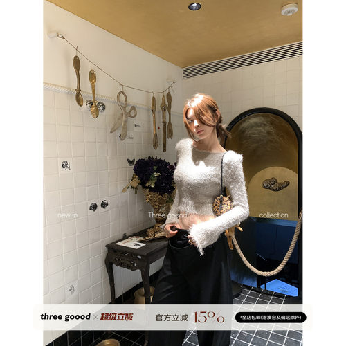 殷三吉超柔软金银丝针织衫