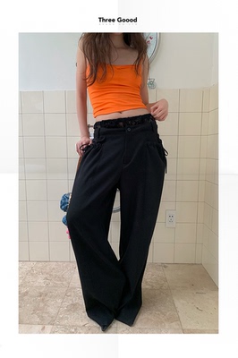 THREEGOOOD通勤蕾丝拼接裤子