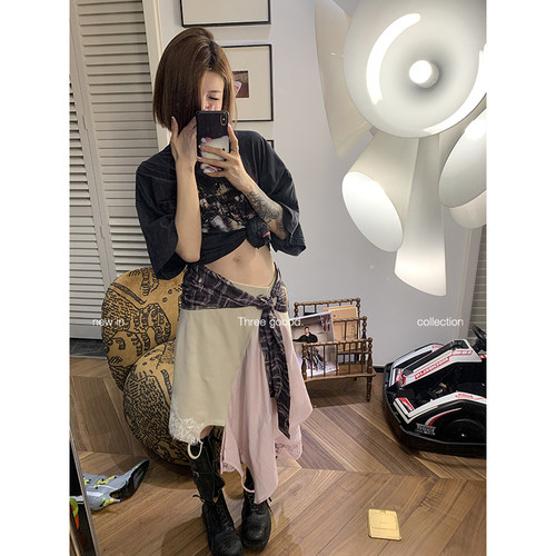 THREE GOOOD殷三吉巴黎风夜景时尚印花宽松短袖T恤上衣女