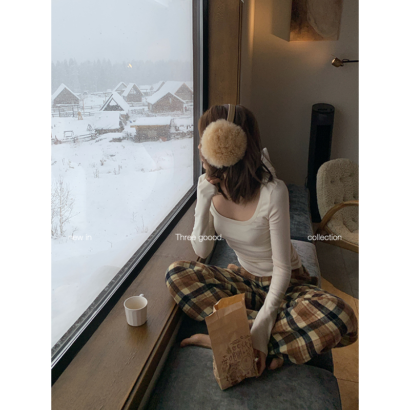 THREEGOOOD大U领长袖打底上衣