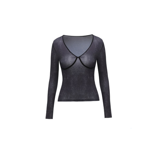 THREE GOOOD殷三吉 纤云弄巧V领胸型长袖打底衫SST241028