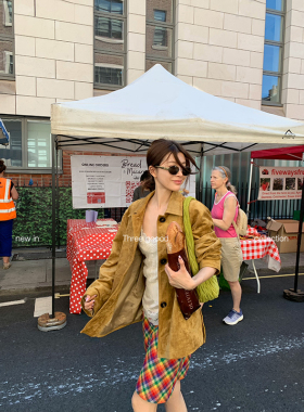 THREE GOOOD殷三吉 自由巴古 麂皮绒分割衬衫外套宽松女