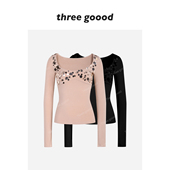 GOOOD殷三吉 亮片长袖 T恤上衣女2025冬新款 THREE 时尚 设计感内搭