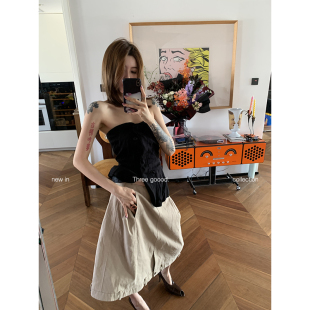 THREE 设计感反转腰头A字廓形中长半身裙 GOOOD殷三吉