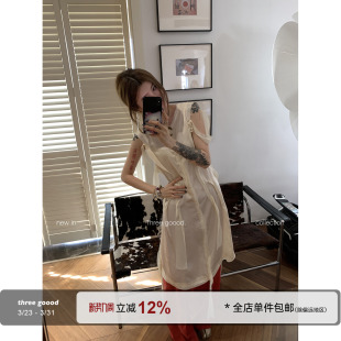 THREE 醋酸艺境结构露背飘带连衣裙艺术设计感女小众 GOOOD殷三吉