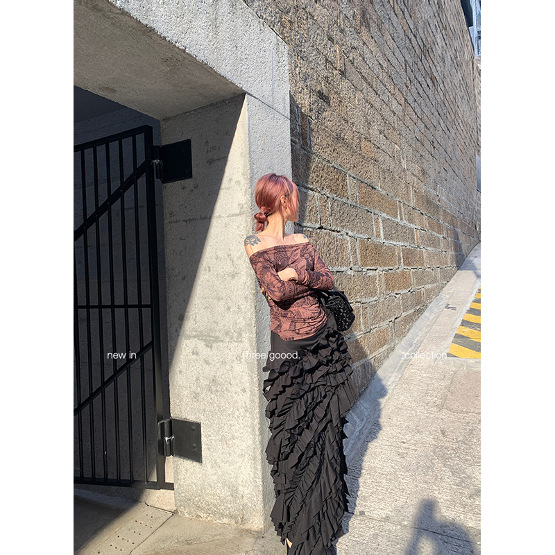 THREE GOOOD殷三吉一眼沦陷黑色气质重工立裁半身裙Y725G00236