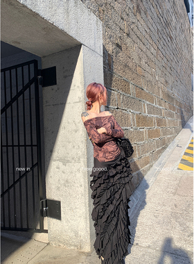 THREE GOOOD殷三吉一眼沦陷黑色气质重工立裁半身裙Y725G00236