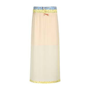 THREE 三腰头撞色层次感拼接印花直筒半身裙 GOOOD殷三吉