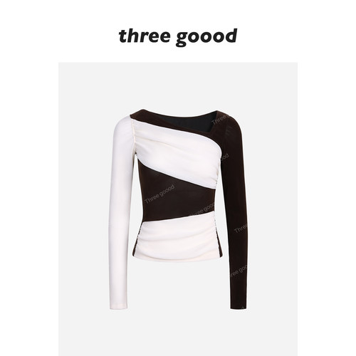 THREEGOOOD撞色修身长袖T恤