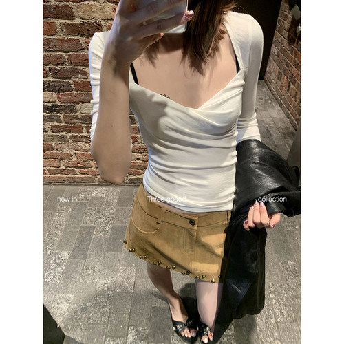 THREEGOOOD羊毛荡领针织打底衫